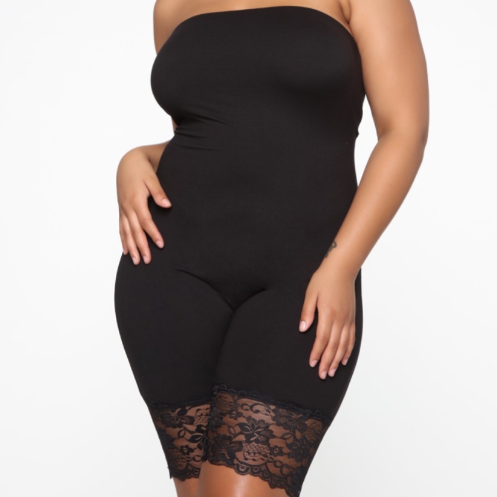 Black tube, lace romper